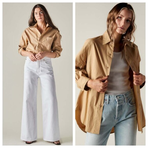 Citizen of Humanity Kayla Cotton Poplin Shirt in Incense - Picture 1 of 4